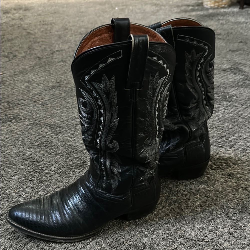Dan Post Black Western Cowboy Boots Premium Craftsmanship